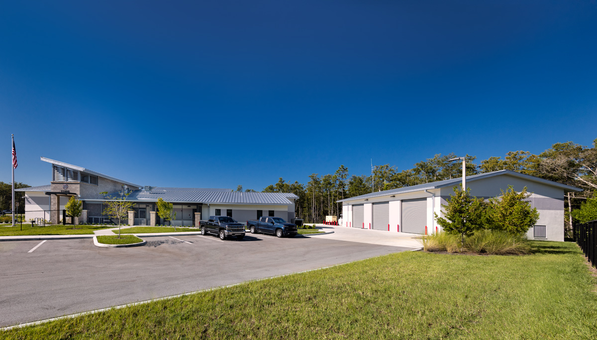 Architectural view of the Fire and Rescue Station 17 Fort Myers, FL.